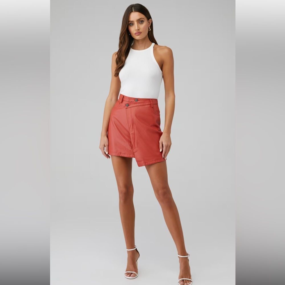 C/MEO Collective Women's Under Control Red PU Leather Skirt in Paprika - Medium